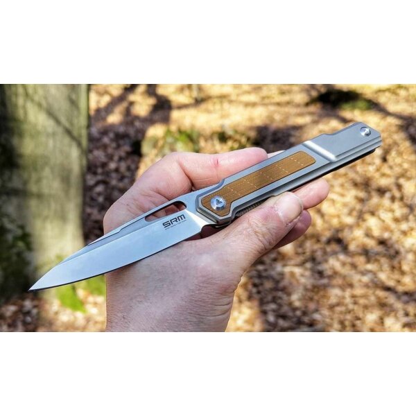 SRM Knives 1421 Frontflip Folder N690Co Stahl TC4 Titan G10