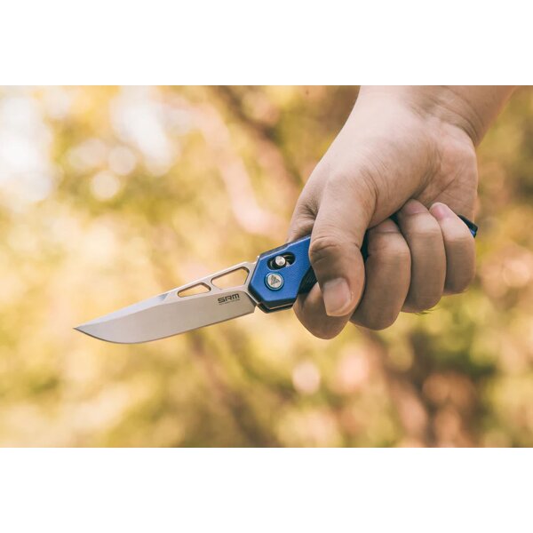 SRM Knives 9225-GI D2 G10 Ambi Lock BLAU