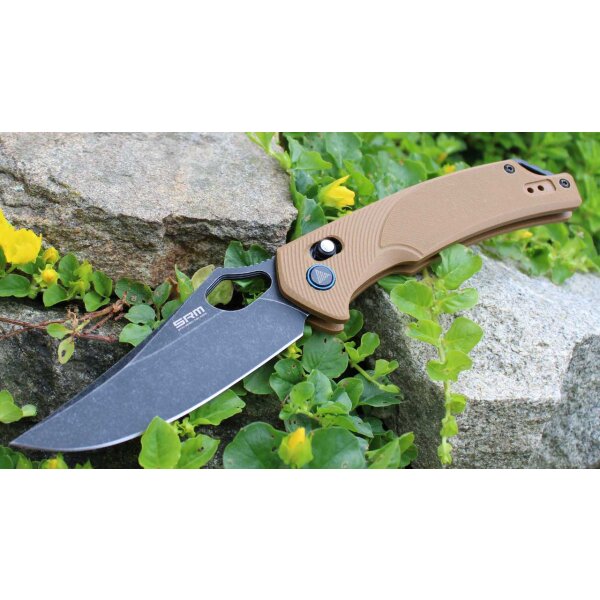 SRM Knives 9202-GW D2 Flipper BRAUN
