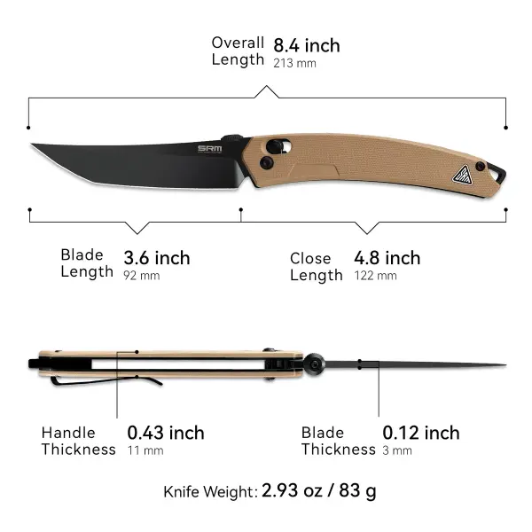 SRM Knives 9211B-GW 8Cr13MoV Ambi Lock BRAUN