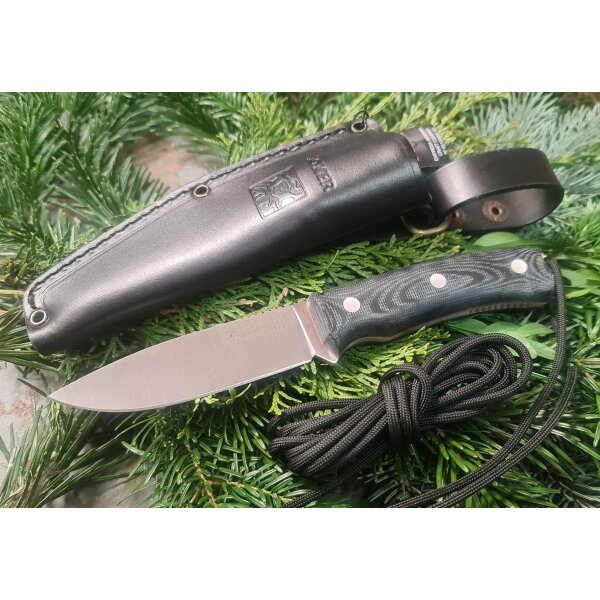 Joker Bushcrafter N695 Micarta Schwarz inkl. Paracord Lederscheide