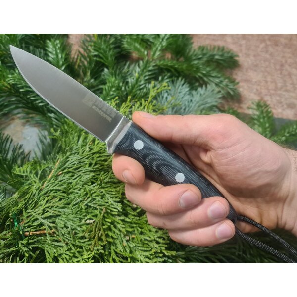 Joker Bushcrafter N695 Micarta Schwarz inkl. Paracord Lederscheide