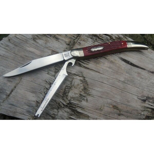 Rough Ryder Rider Fish Knife Klappmesser Säge Lineal Taschenmesser Knochengriff