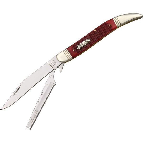 Rough Ryder Rider Fish Knife Klappmesser Säge Lineal Taschenmesser Knochengriff