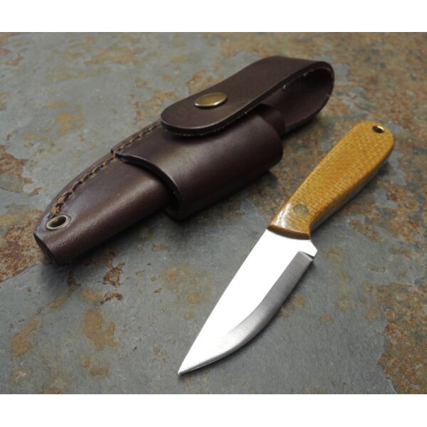 Brisa Necker 70 Sc EDC Messer 12C27 Stahl Mustard Micarta mit Multicarryscheide
