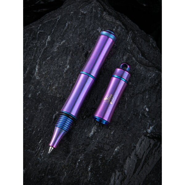 WE Knife Tactical Pen SYRINX TP-04D Lila Kugelschreiber aus 6AL4V Titan Schlüsselring