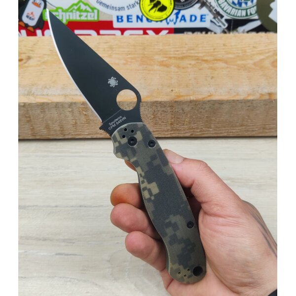 Spyderco Para-Military 2 CPM S-45N Stahl G10 Griff Camouflage Camo Tarn 01SP698