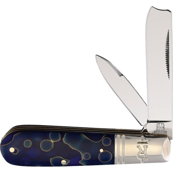 Rough Ryder Messer RAZOR BARLOW BLUE SWIRL Taschenmesser 440 Stahl Acrylgriff blau Messer