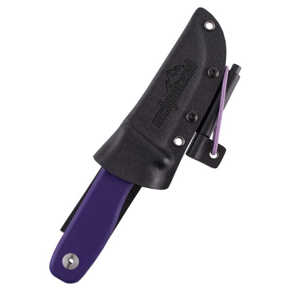 Schnitzel DU Messer Kindermesser Schnitzmesser 14C28N Stahl G10 Kydex LILA