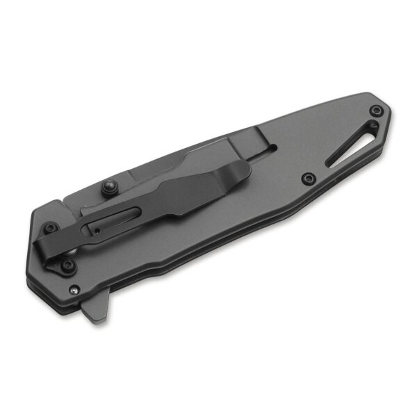 Böker Magnum SCREAMING SKULL Flipper 440A Stahl Edelstahlgriff Totenkopf Schädel 01MB230