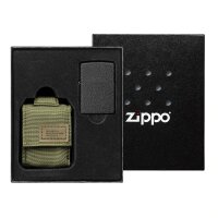 Zippo Black Crackle Green Pouch Geschenkset Sturmfeuerzeug