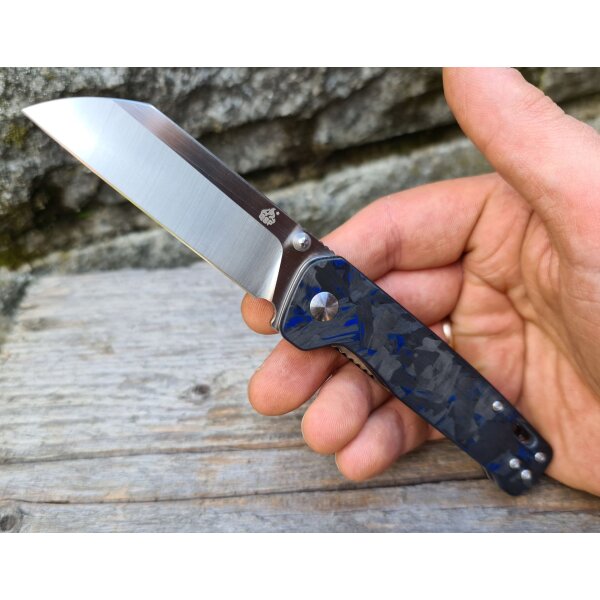 QSP Knife Penguin Messer Taschenmesser G10 Kohlefaser Griff D2 Stahl QS130TBL