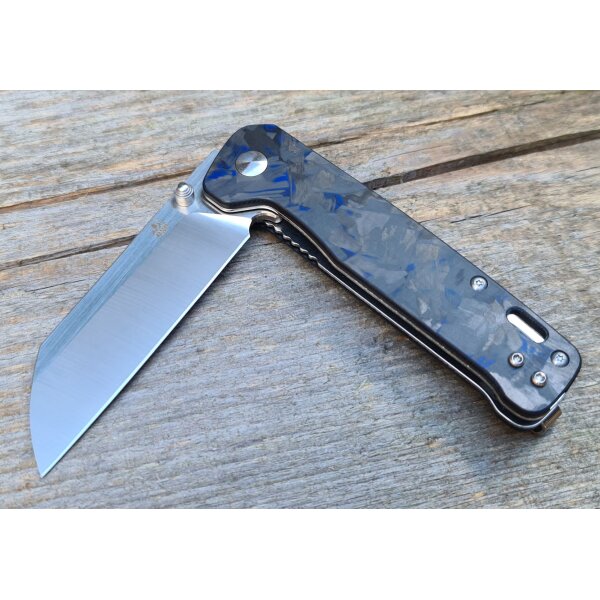 QSP Knife Penguin Messer Taschenmesser G10 Kohlefaser Griff D2 Stahl QS130TBL