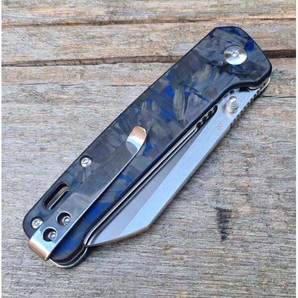 QSP Knife Penguin Messer Taschenmesser G10 Kohlefaser Griff D2 Stahl QS130TBL