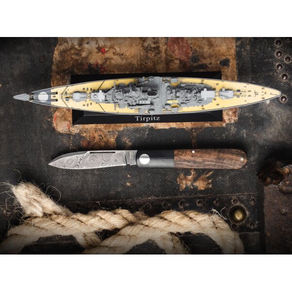 Böker Solingen Barlow Prime Tirpitz-Damast Taschenmesser Damastmesser Kriegsschiff History 117942DAM