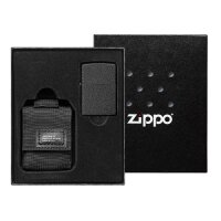Zippo Black Crackle Set mit Nylonpouch Geschenkset...