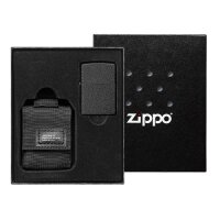 Zippo Black Schwarz Crackle Set mit Nylonpouch...
