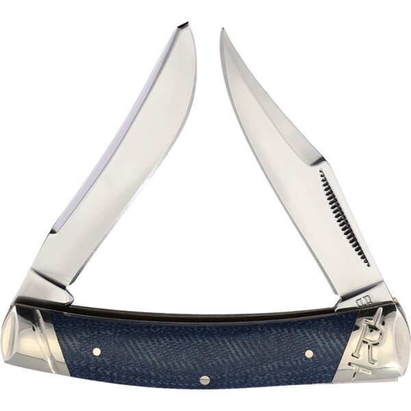Rough Ryder Rider DENIM LARGE MOOSE Slipjoint Taschenmesser T10 Kohlenstoff Jeans Micarta Doppelklinge