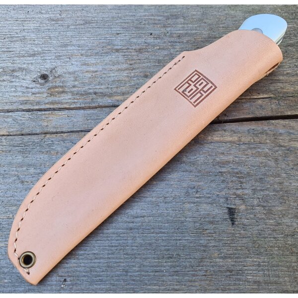 Real Steel Bushcraft III white convex Outdoormesser D2 Stahl Lederscheide