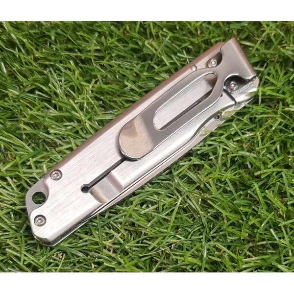 Sanrenmu Messer 7096LUC-SC Taschenmesser 12C27 Stahl 420 Edelstahlgriff Linerlock