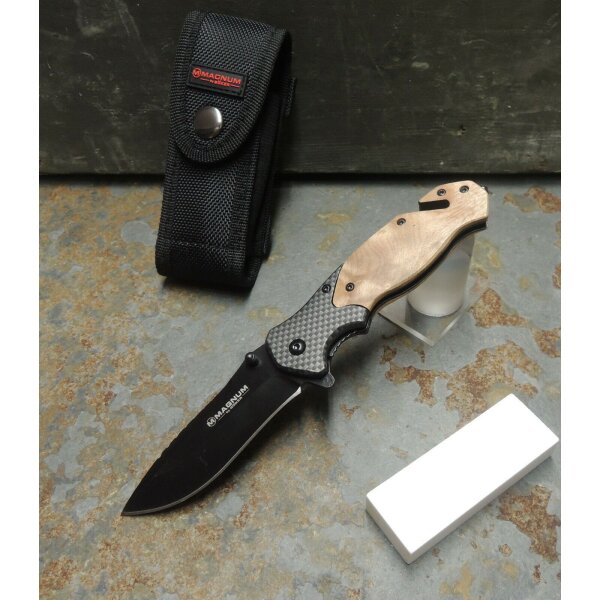 Böker Magnum BLOMKVIST Olive Arbeits-und Rettungsmesser Etui Schleifstein 01MB736