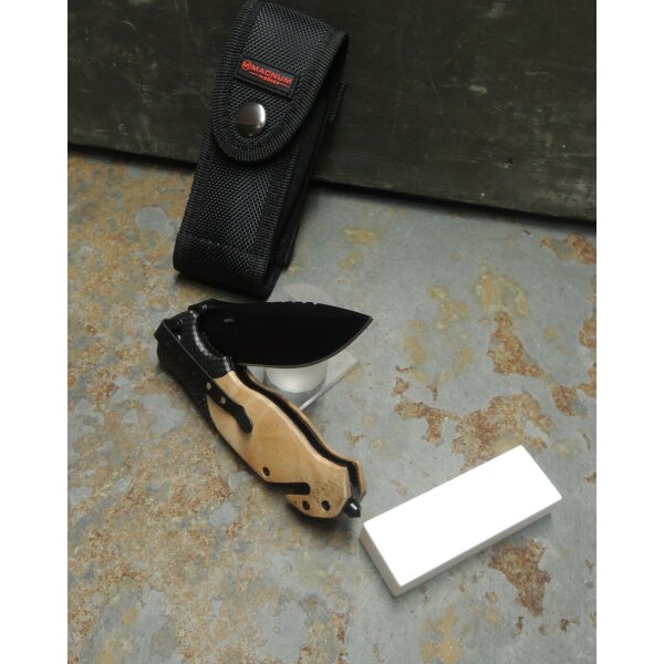 Böker Magnum BLOMKVIST Olive Arbeits-und Rettungsmesser Etui Schleifstein 01MB736