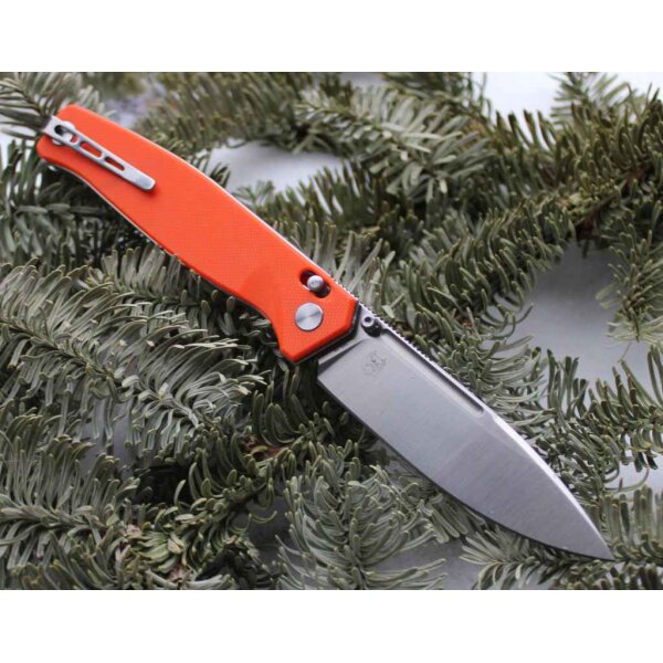Real Steel HUGINN ORANGE Folder VG-10 Stahl G10 Griff Slide Lock