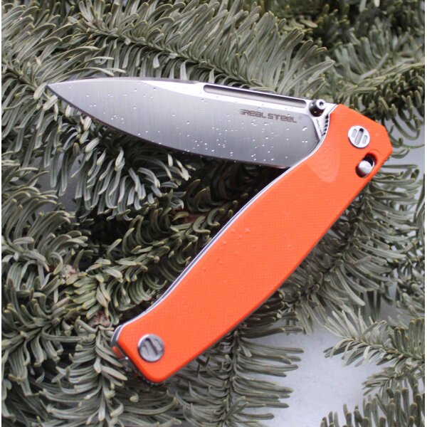 Real Steel HUGINN ORANGE Folder VG-10 Stahl G10 Griff Slide Lock