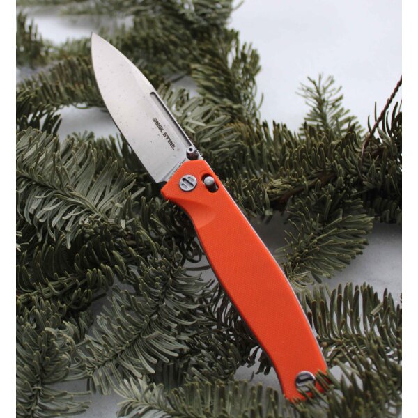 Real Steel HUGINN ORANGE Folder VG-10 Stahl G10 Griff Slide Lock