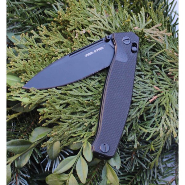 Real Steel HUGINN FULL BLACK Folder VG-10 Stahl G10 Griff Slide Lock