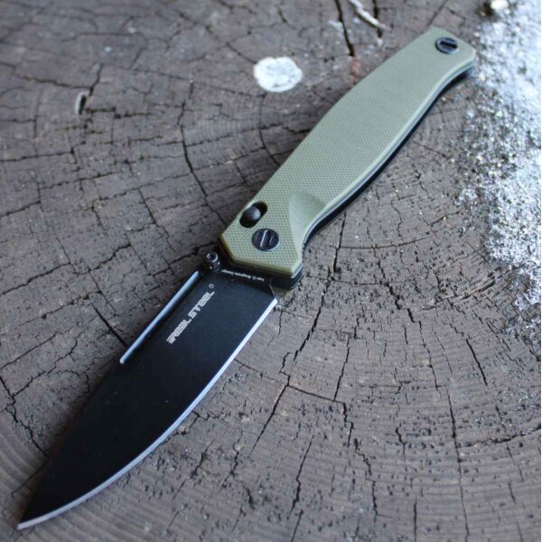 Real Steel HUGINN OD GREEN/BLACK Folder VG-10 Stahl G10 Griff Slide Lock