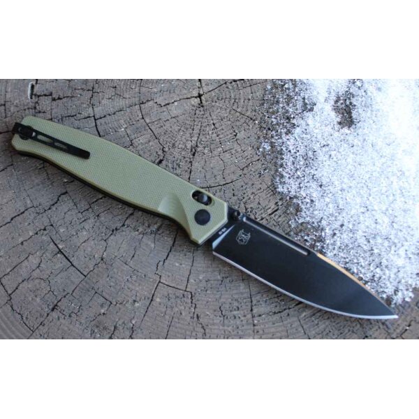 Real Steel HUGINN OD GREEN/BLACK Folder VG-10 Stahl G10 Griff Slide Lock