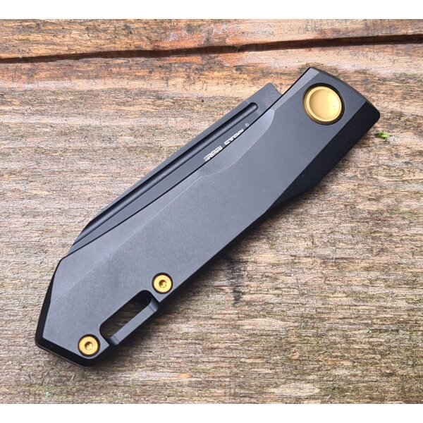 Real Steel RSK SOLIS Titanium Golden Hardware/Black Messer Slipjoint N690 Stahl Titangriff