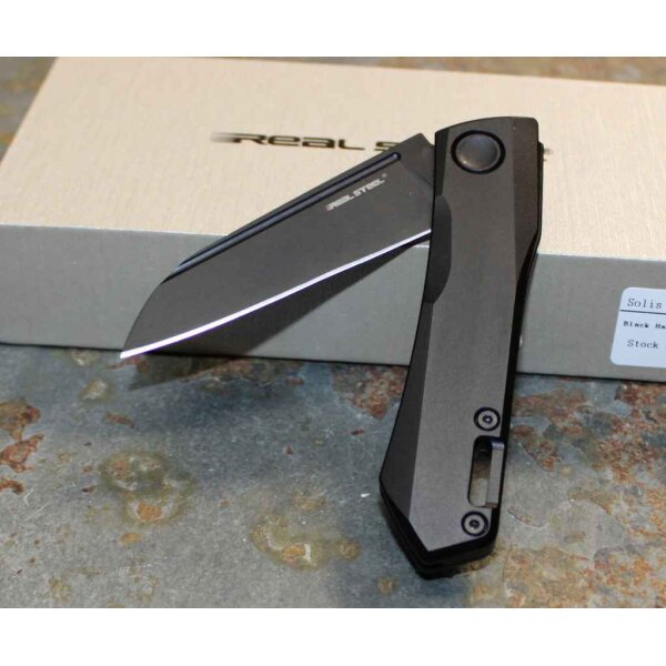 Real Steel SOLIS Titanium All Black Messer Slipjoint N690 Stahl Titangriff