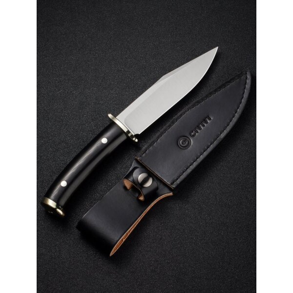CIVIVI Teton-Tickler C20072-1 Messer Fixed Blade D2 Stahl G10 Griff Lederscheide