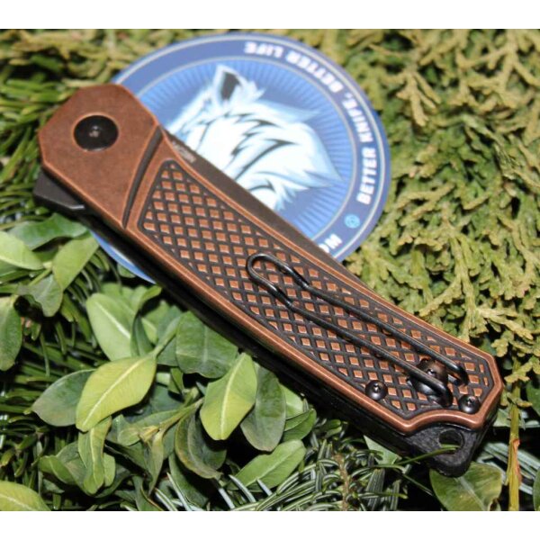 QSP Knife OSPREY QS139-E2 Messer Folder 14C28N Stahl Kupfergriff