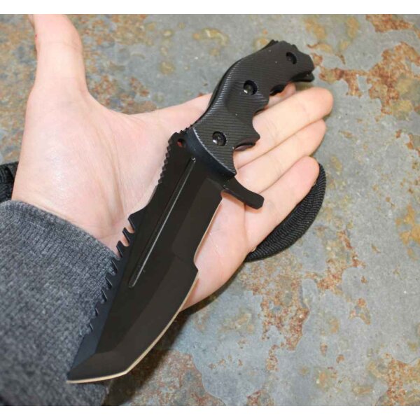 Rite Edge Messer BLACK TRACKER Fahrtenmesser Edelstahl ABS Griff Scheide