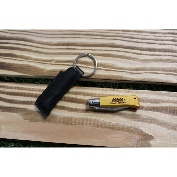 Filmam Messer MAM Mini Schlüsselanhänger mit Lederetui 3Cr13MoV Stahl