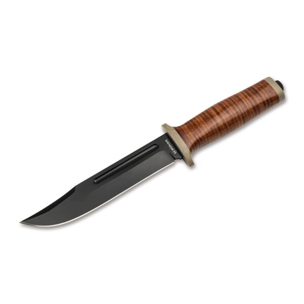 Böker Magnum Messer Ranger Field Bowie Jagdmesser mit Ledergriff und Lederscheide Messer fixed 02SC001