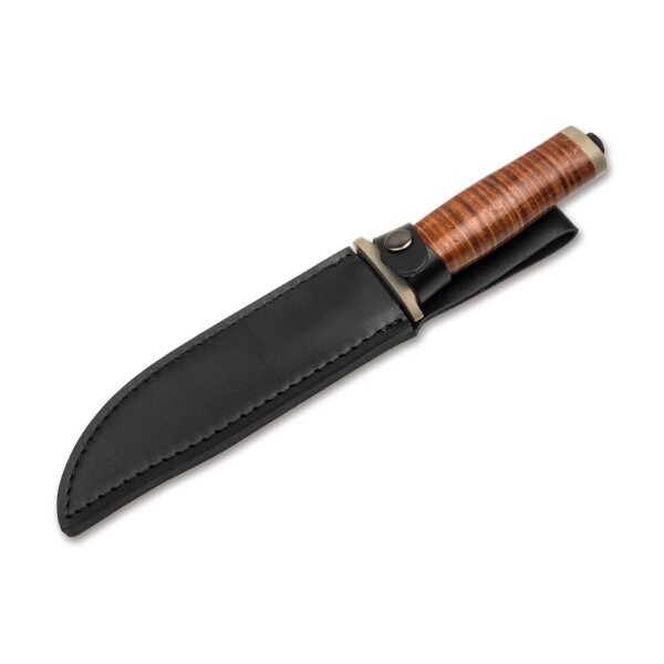 Böker Magnum Messer Ranger Field Bowie Jagdmesser mit Ledergriff und Lederscheide Messer fixed 02SC001