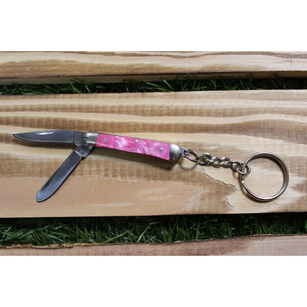 Rough Ryder Schlüsselanhänger ROUGH JACKS TRAPPER Pink Swirl Mini Messer mit Schlüsselring