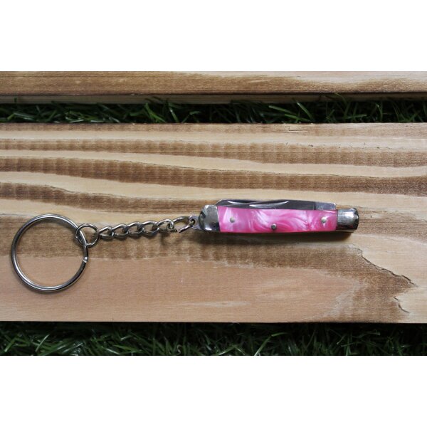 Rough Ryder Schlüsselanhänger ROUGH JACKS TRAPPER Pink Swirl Mini Messer mit Schlüsselring