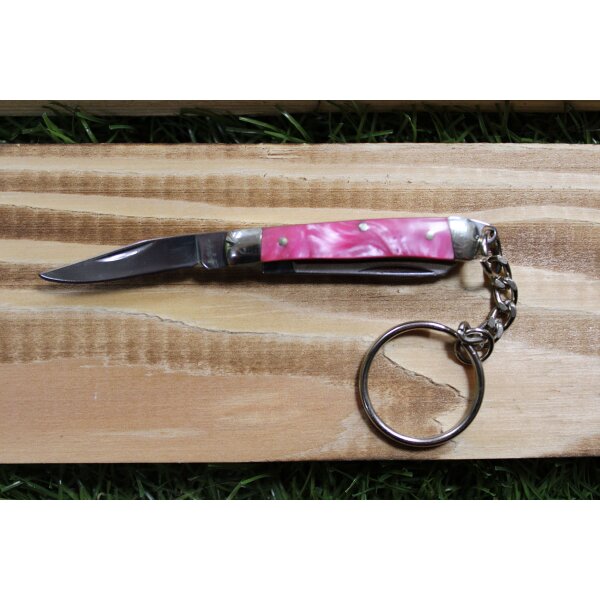 Rough Ryder Schlüsselanhänger ROUGH JACKS TRAPPER Pink Swirl Mini Messer mit Schlüsselring