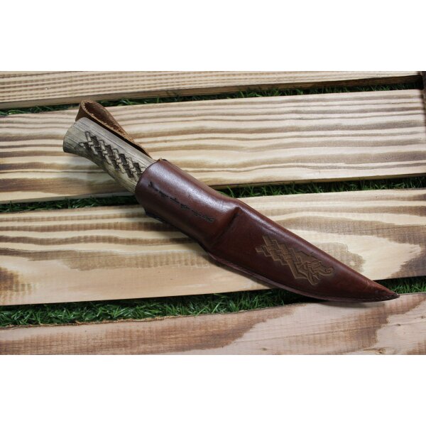 Condor Norse Dragon Knife 1095 Hickoryholz Braun inkl. Lederscheide