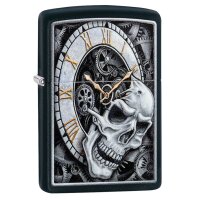 ZIPPO schwarz matt Skull Clock Benzinfeuerzeug 60004591