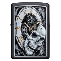 ZIPPO schwarz matt Skull Clock Benzinfeuerzeug 60004591