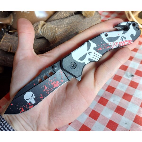 Albainox Messer Skull Rescue Knife Rettungsmesser 3Cr13MoV Stahl ABS