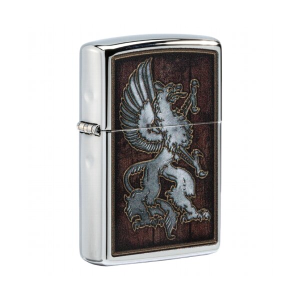 ZIPPO chrom poliert Medieval Design Feuer Made in USA schwarz Benzinfeuerzeug 60005983