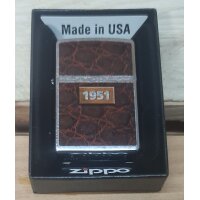 ZIPPO chrom Leather Wrap Benzinfeuerzeug Leder Made in...