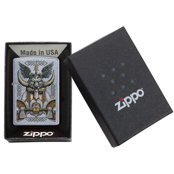 ZIPPO Street chrom Viking Odin Design Benzinfeuerzeug 60004549